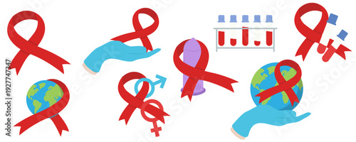 World AIDS Day Awareness Icons