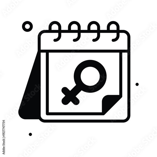 Modern glyph icon of calendar for womens day celebration theme
