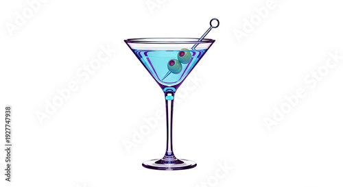 Blue Martini with Olives