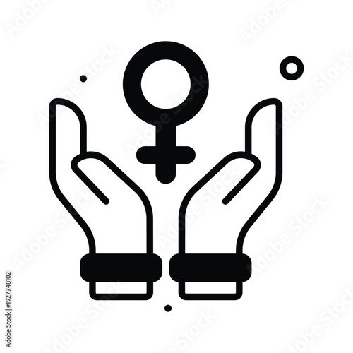 Modern glyph icon of woman protection for womens day celebration