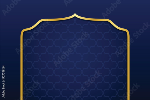 blue gradient arabic background islamic pattern gold arch vector illustration eid al fitr ramadan kareem eid mubarak