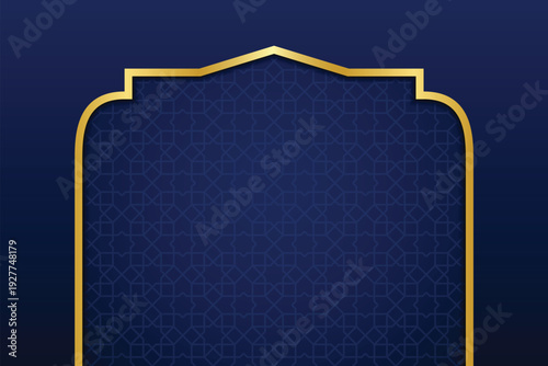blue gradient arabic background islamic pattern gold arch vector illustration ramadan kareem eid mubarak eid al fitr