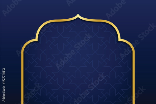 blue gradient arabic background islamic pattern gold arch vector illustration eid mubarak eid al fitr ramadan kareem
