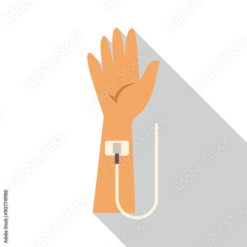 Human arm with an iv catheter delivering intravenous infusion therapy