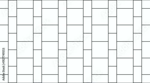 Corridor bricks desing. Offset gorizontal tiles and squares seamless pattern. Light beige bricks and dark lines. Brick wall. Vector.