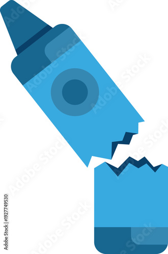 Blue crayon snapped in half, symbolizing damage to art supplies or childhood