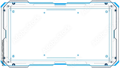 Futuristic interface frame with glowing blue accents and geometric design