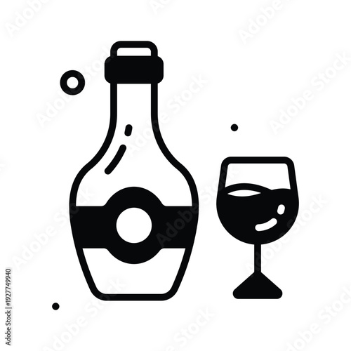 Classy glyph icon of wine for womens day celebration theme