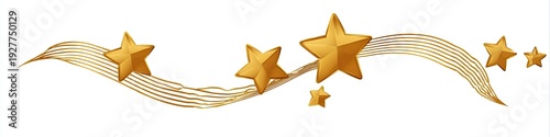 Golden star illustrations with curved lines on a white background, creating a decorative element