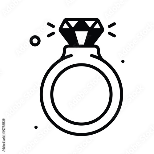 Elegant glyph icon of diamond ring for womens day celebration