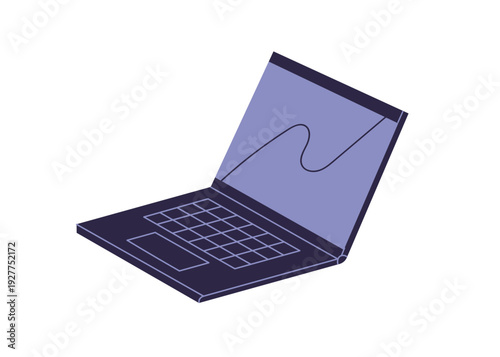 Laptop, personal computer. Open notebook icon. Screen and keyboard, touchpad. Digital gadget, device with display. Abstract PC, technology. Flat vector illustration isolated on white background