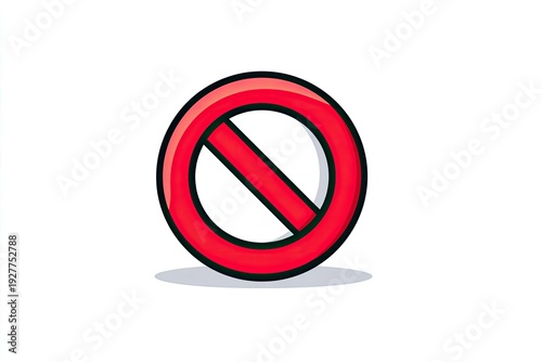 A red circle with a diagonal line inside, a universal symbol of prohibition, on white