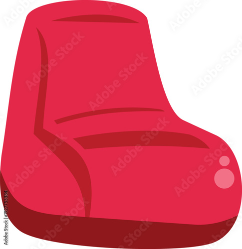Simple red bean bag chair illustration showcasing modern casual seating design on white background