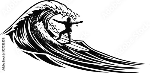 Surfer, surfing, silhouette, man, board, water, sport, summer, beach, wave, ocean, lifestyle, activity, big, waves, flavector, vector, illustration, collection, set,