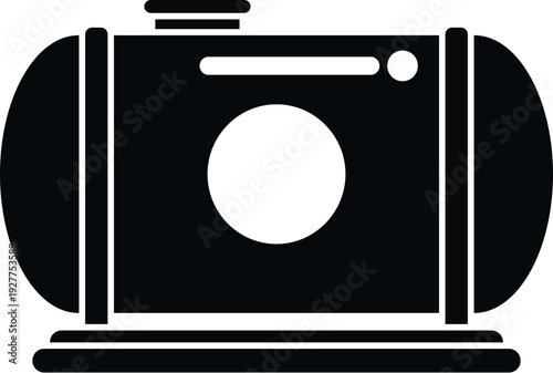 Industrial gas tank storing liquid propane or fuel in a black and white icon