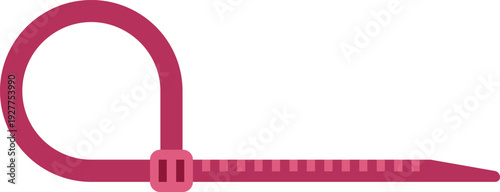 Minimalist illustration of a pink cable tie looped and secured on a white background