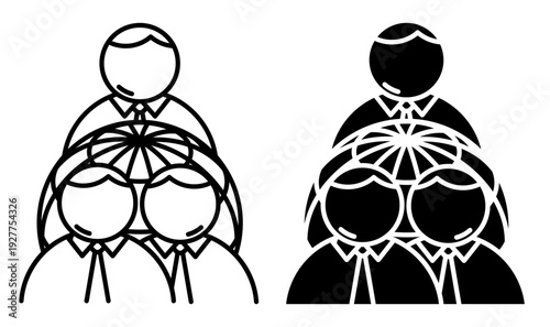 Linear isometric icon. Shadow government is discussing plans to divide the planet territory into zones and spheres of influence. Simple vector isolated on white background