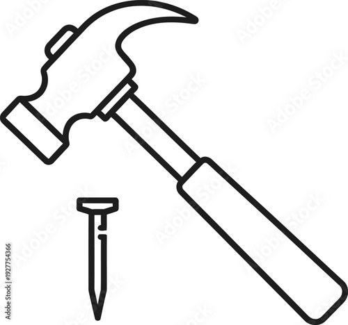 Minimalist vector line art icon set featuring technology, science, nature, and construction tools