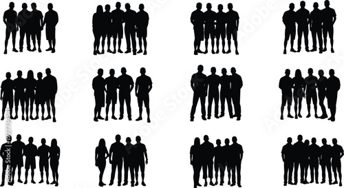 Surfer, woman, standing, beach, ocean, surfboard, silhouette, lifestyle, summer, wave, water, sport, outdoor, activity, sea, flavector, vector, illustration, collection, set,