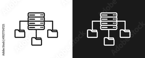 Repository Icon Set Outline In White And Black Background