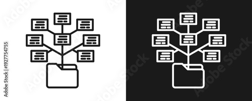 Taxonomy Icon Set Outline In White And Black Background