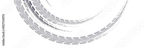 Auto tire tread grunge element. Car and motorcycle tire pattern, wheel tyre tread track. Black tyre print. Vector illustration isolated on white background.