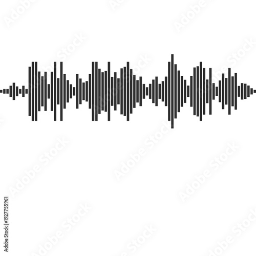 Sound waves Analog and digital audio signal. Music equalizer. Interference voice recording. High frequency radio wave. Vector audio wave spectrum element Monochrome soundwave lines rhythm symbol