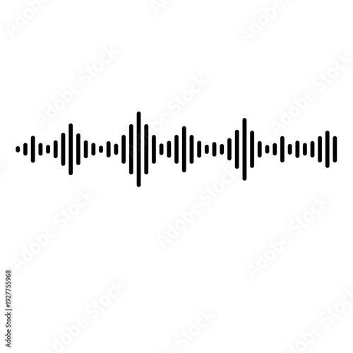 Sound waves Analog and digital audio signal. Music equalizer. Interference voice recording. High frequency radio wave. Vector audio wave spectrum element Monochrome soundwave lines rhythm symbol