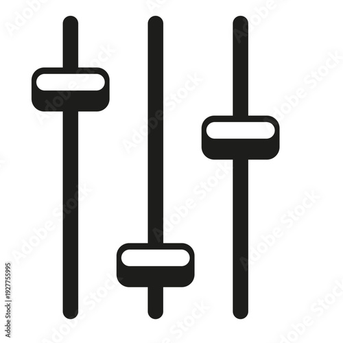 graphic equalizer illustration Vector icon representing three slider controls indicating adjustable settings or filter options in a digital interface Minimalist black and white for  volume control