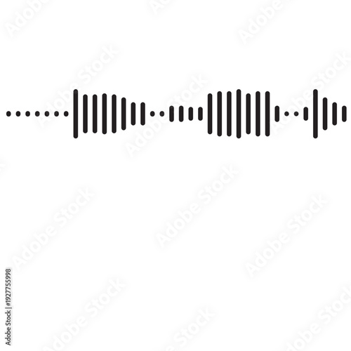 Sound waves Analog and digital audio signal. Music equalizer. Interference voice recording. High frequency radio wave. Vector audio wave spectrum element Monochrome soundwave lines rhythm symbol