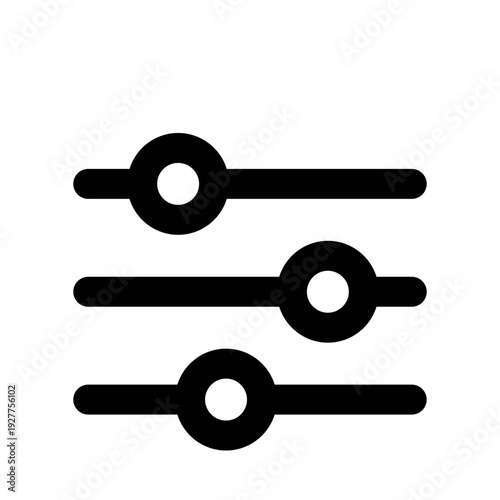 graphic equalizer illustration Vector icon representing three slider controls indicating adjustable settings or filter options in a digital interface Minimalist black and white for  volume control