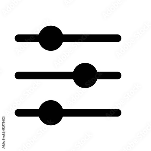graphic equalizer illustration Vector icon representing three slider controls indicating adjustable settings or filter options in a digital interface Minimalist black and white for  volume control