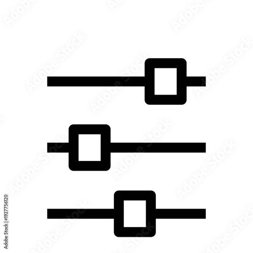 graphic equalizer illustration Vector icon representing three slider controls indicating adjustable settings or filter options in a digital interface Minimalist black and white for  volume control
