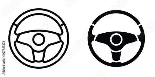 Steering wheel icon set different style collection for web Ui. EPS10