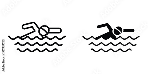 Swimmer icon set different style collection for web Ui. EPS10