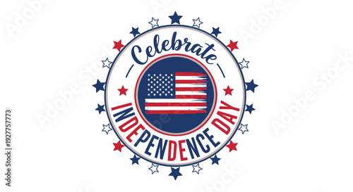 Independence Day badge with American flag