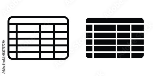 Table layout icon set different style collection for web Ui. EPS10