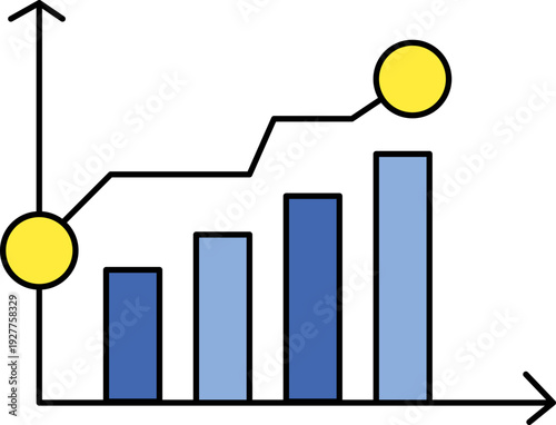 Increasing business growth chart with upward trend lines