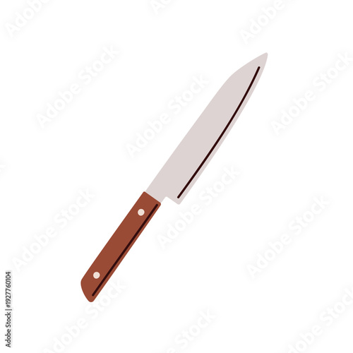 Knife, sharp kitchen utensil. Cooking cutlery, cutting tool with metal blade....