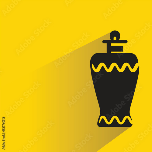 ceramic vase icon with shadow on yellow background