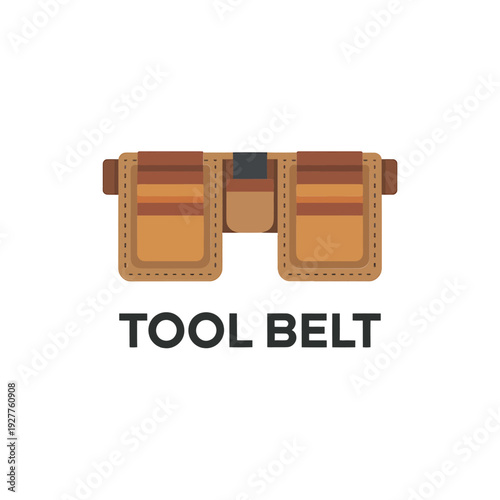 Illustration of a brown leather tool belt with pockets and buckle