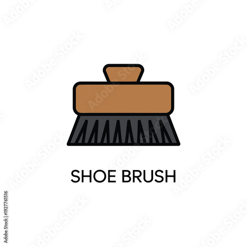 Simple illustration of a brown shoe brush with black outline
