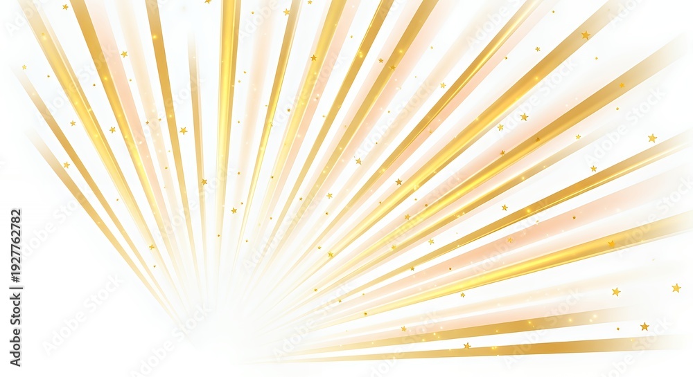 Obraz premium Luminous golden starburst rays with glittering elements creating a festive bright abstract background ideal for celebrations awards events and success