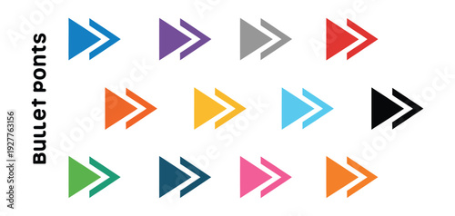 Numbered Colourful Arrow Bullet Points