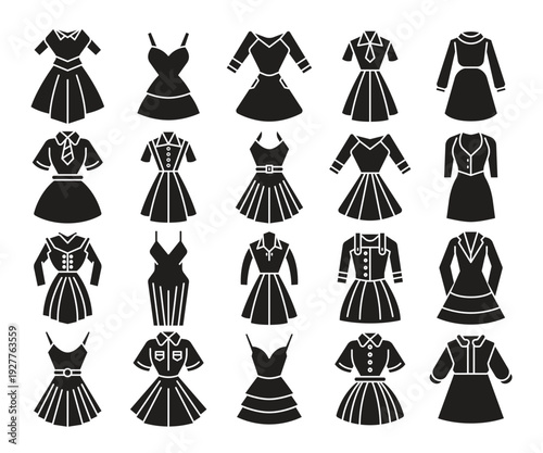 women fashion dress icons set vector illustration