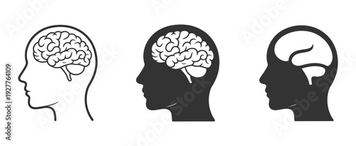 Head with Brain Symbol Vector Illustration