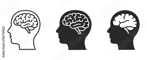 Head with Brain Symbol Vector Illustration