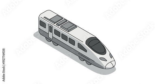 isometric high speed passenger train vector illustration with modern design and clean lines