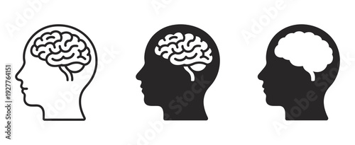 Head with Brain Symbol Vector Illustration