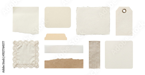 Photoreal memo and label blanks elements set.